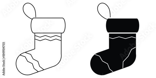 Christmas stocking glyph icon, new year and merry christmas sock vector icon, gift stocking vector graphics, editable stroke sign, lllustration eps 10.