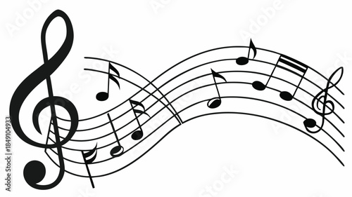 Black and white musical notes treble clef 