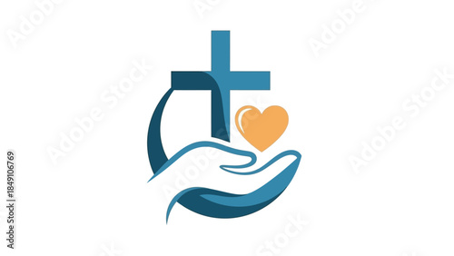 Compassionate care symbol with cross and heart