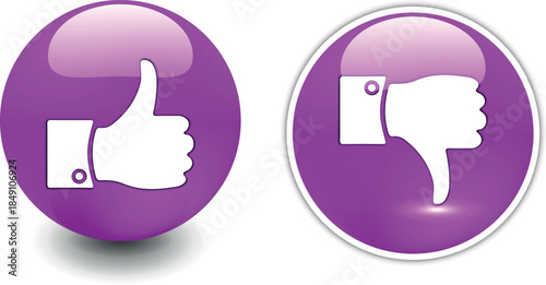 Illustration of thumbs up and down buttons. Vector Thumbs Up and Down Buttons.