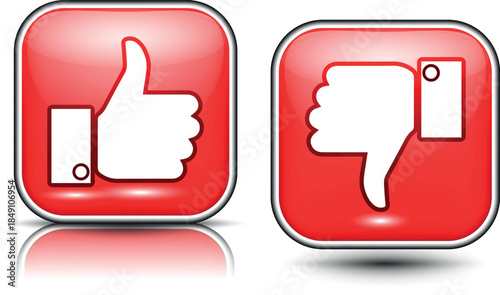 Illustration of thumbs up and down buttons. Vector Thumbs Up and Down Buttons.