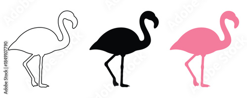 Flamingo vector silhouette, pink flamingo vector illustration, standing flamingo, flamingo clipart