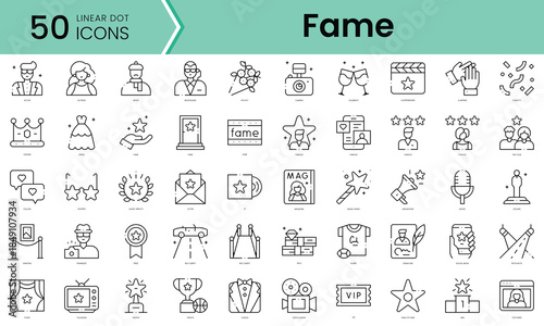 Set of fame icons. Line art style icons bundle. vector illustration