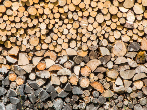 Stacks of wood fill the entire area