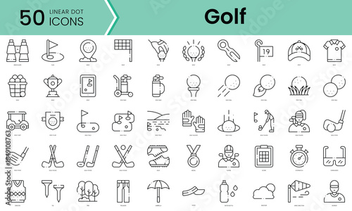 Set of golf icons. Line art style icons bundle. vector illustration