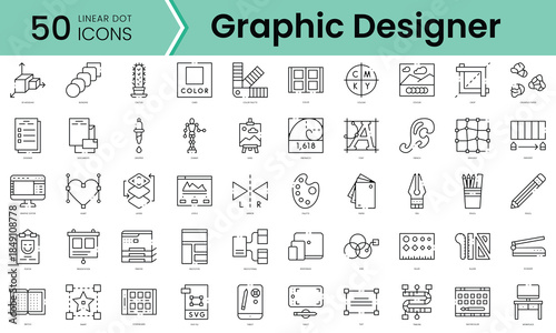Set of graphic designer icons. Line art style icons bundle. vector illustration