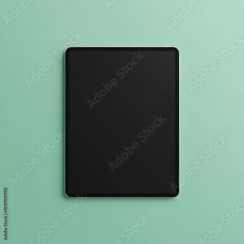 Modern Tablet Device on Light Green Background Display
