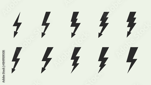 Energy Icons Set: A collection of various icons representing energy sources, electric plugs, lightning strikes, batteries, and power outlets. A visual representation of electrical concepts