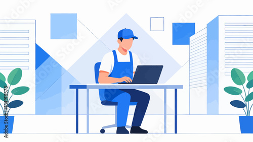 Person working on laptop in office