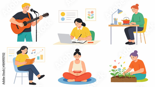 People Engaging in Various Hobbies and Activities