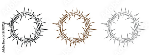 Crown of Thorns on White Background - Christian Easter and Passion Concept