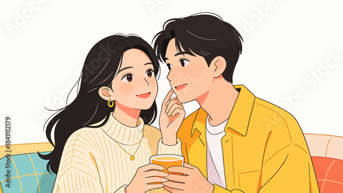 Couple sharing a drink in cozy setting