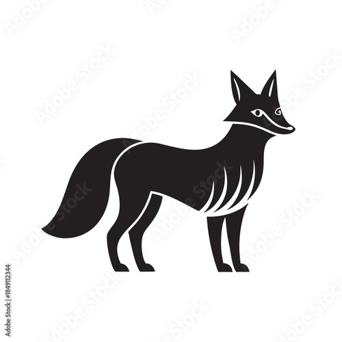 Flat Style Red Fox Clever Forest Silhouette