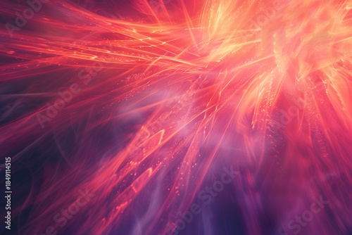 Celestial Burst of Energy: An abstract visual symphony of fiery hues, where radiant energy pulses and swirls, creating an mesmerizing spectacle. 