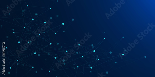 Molecular structure, genetic engineering and scientific research. Futuristic connecting dots and lines. Design for healthcare, medicine, innovation technology and science. Vector