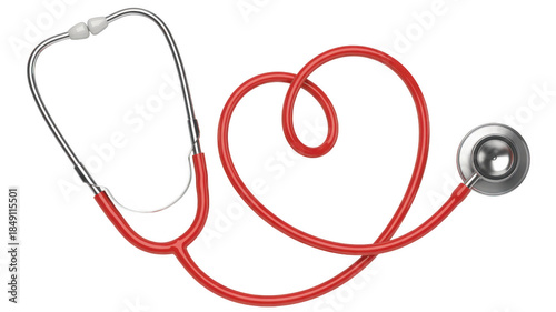 Red stethoscope isolated medical isolated on a transparent background