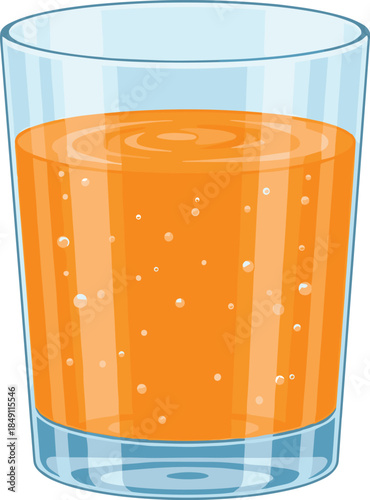 Glass of fresh orange juice vector illustration in flat style isolated on white for beverage and healthy drink designs