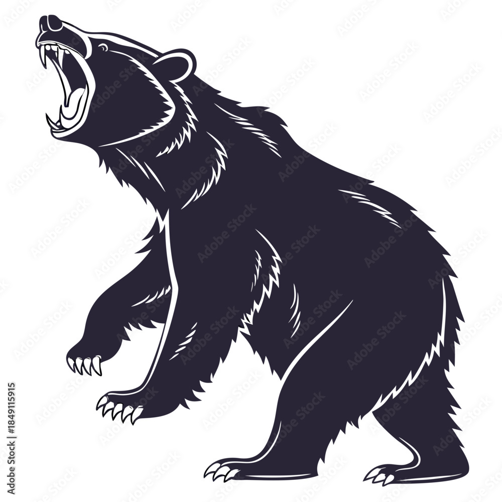 Obraz premium Roaring bear silhouette