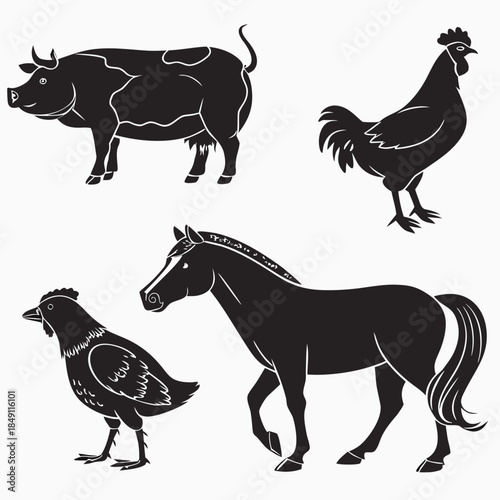 Illustration of various livestock