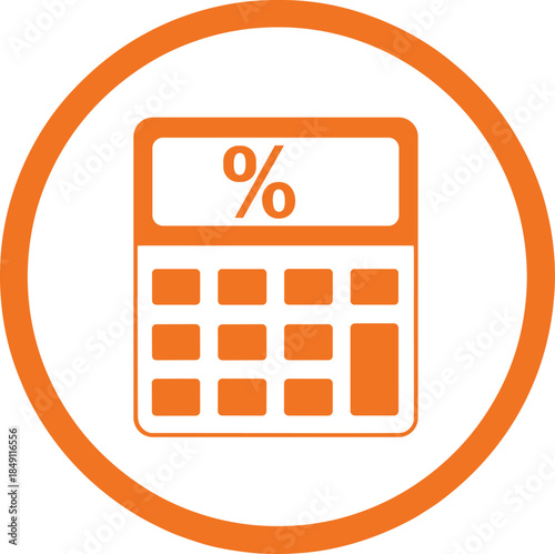 Percentage calculator icon vector illustration with math symbol inside circular frame in flat style for finance accounting and calculation designs