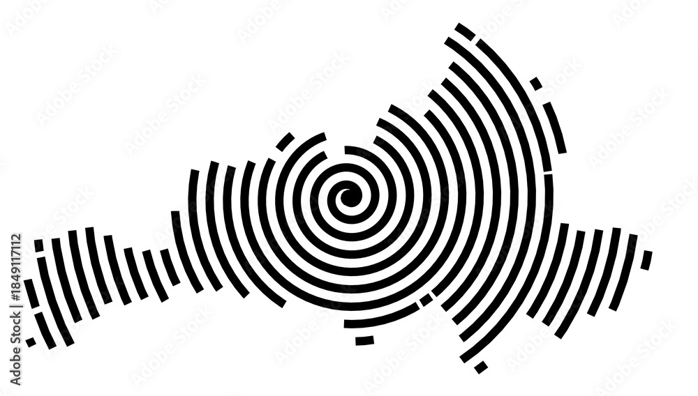 Naklejka premium Symbol Map of the Region Kuzeydogu Anadolu (Turkey) showing the region with a black spiral line