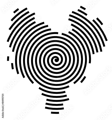 Symbol Map of the Region Jug (Albania) showing the region with a black spiral line