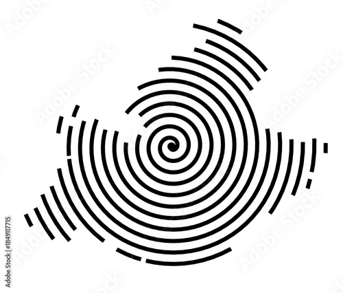 Symbol Map of the Region Provence-Alpes-Cote d’Azur (France) showing the region with a black spiral line