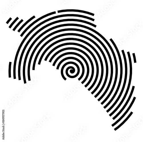 Symbol Map of the Region Groningen (The Netherlands) showing the region with a black spiral line