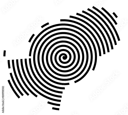 Symbol Map of the Region Eivissa y Formentera (Spain) showing the region with a black spiral line