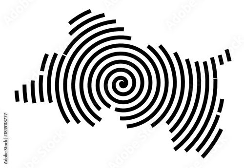 Symbol Map of the Region Bouches-du-Rhone (France) showing the region with a black spiral line