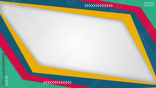 Modern Abstract Geometric Border Banner Background with Red Green Blue Yellow Layers.Vector Illustration