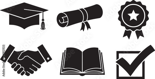 Black Solid Construction Worker Certification and Training Silhouettes Set of Six