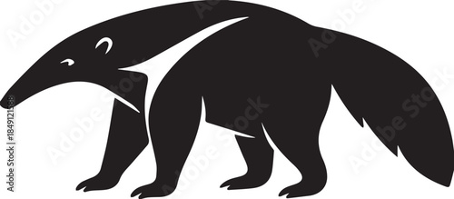 Silhouette Anteater mammal animal in black color Vector Illustrator