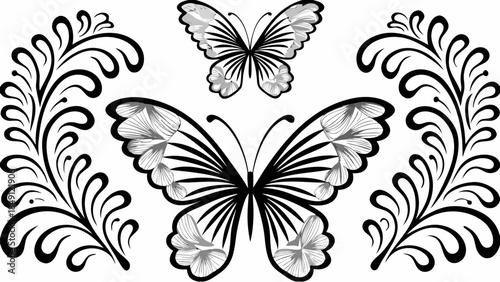 Elegant butterfly designs with floral patterns