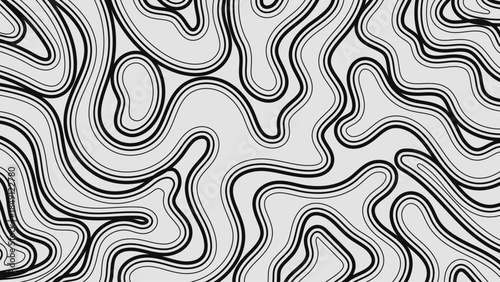 Abstract retro black and white background with wavy lines and shapes.Vector illustration