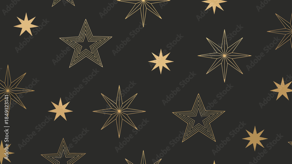 Obraz premium Gold star patterns on dark background