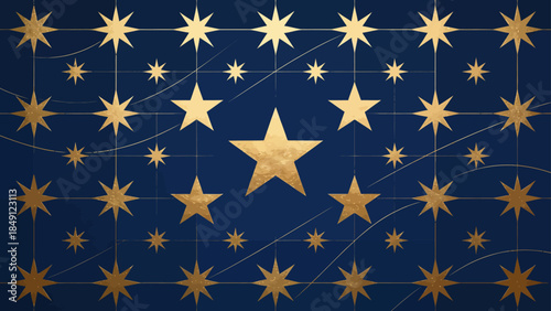 Gold stars on blue background