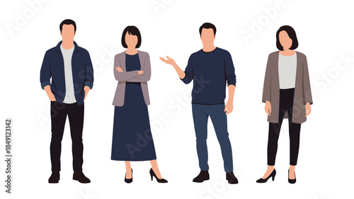 Four Professionals in Business Attire Standing in a Row