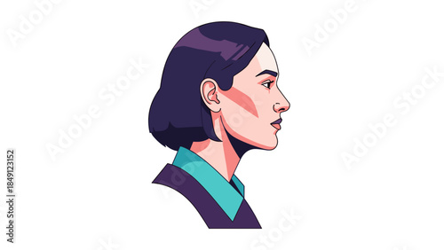 Vibrant Profile Illustration of Woman in Colorful Shirt
