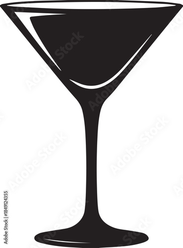  Silhouette Martini Glass Elegance Cocktail Barware Design Vector Illustrator