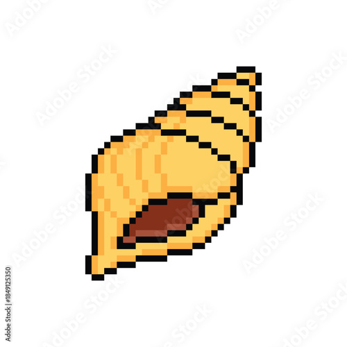 pixel art shell 8 bit vector icon for computer game logo