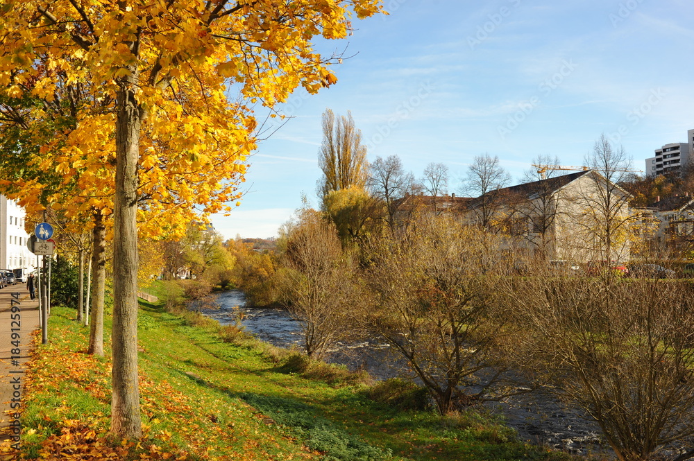 Fototapeta premium Tranquil shoreline promenade adventure, Serene pathway beside flowing water offers soothing relaxation