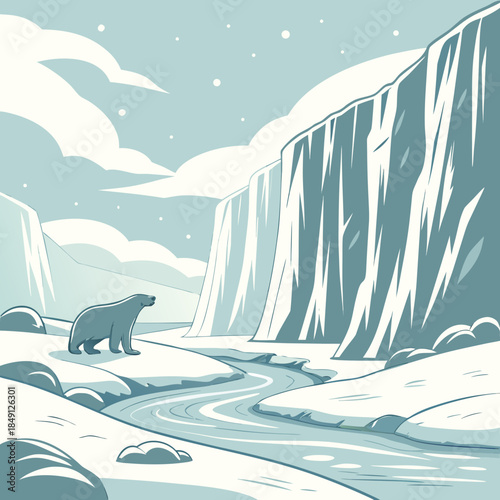 Arctic Style Winter Background With Ice And Snow