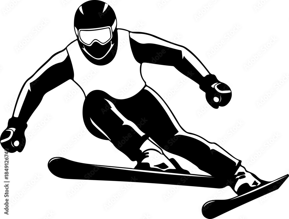 Obraz premium Snowboarder Action Silhouette Vector Illustration