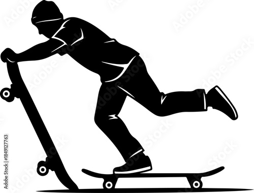 Skateboarder Mid-Air Trick Silhouette