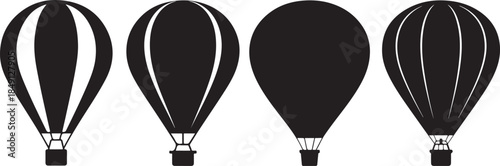 Set of Hot Air Balloon Silhouette Vector