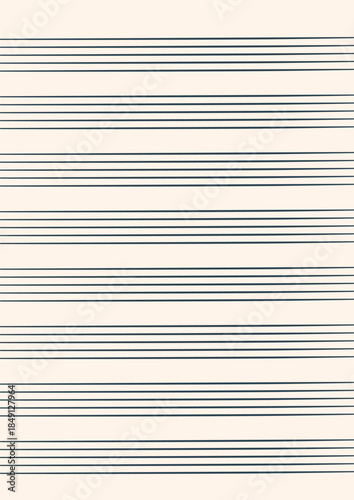 Graph paper. Printable grid paper with stave on a white background. A blank music sheet paper with staff. Geometric pattern for composition, education, school. Realistic lined paper blank size A4.