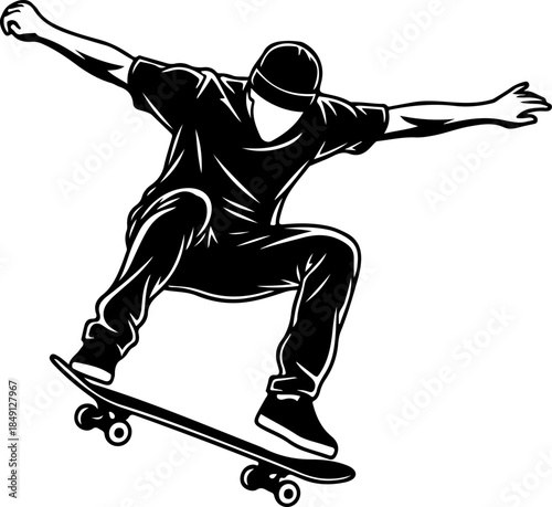 Extreme Snowboarding Action Silhouette Illustration