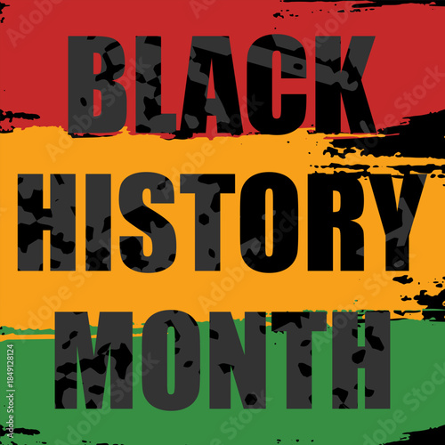 Black History Month Typography Background with Pan African Colors