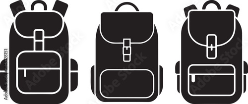 Set of Backpack Silhouette Vector